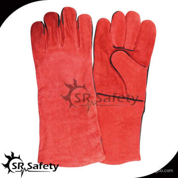 SRSAFETY guantes de trabajo largos de piel de vaca roja